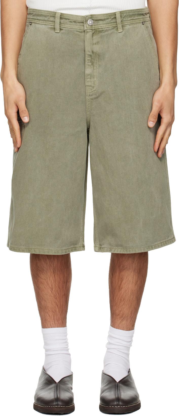 Green Garment-Dyed Denim Shorts by LE17SEPTEMBRE