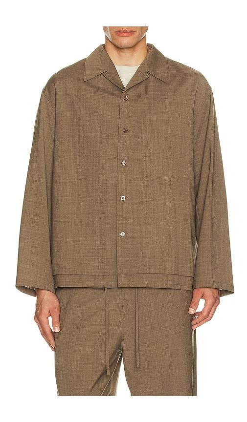 Le17Septembre Double Layered Open Collar Shirt in Taupe by LE17SEPTEMBRE