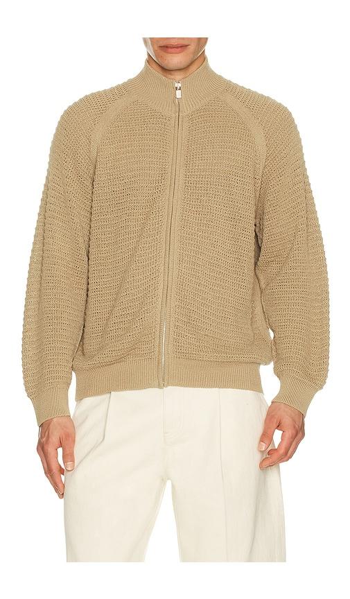Le17Septembre Open Knit Zip Up Cardigan in Brown by LE17SEPTEMBRE