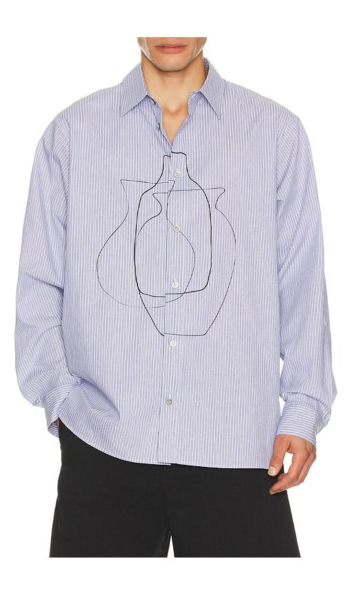 Le17Septembre Printed Striped Shirt in Blue by LE17SEPTEMBRE