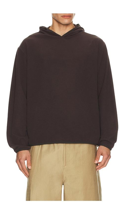 Le17Septembre Waffle Knit Pullover Hoodie in Brown by LE17SEPTEMBRE