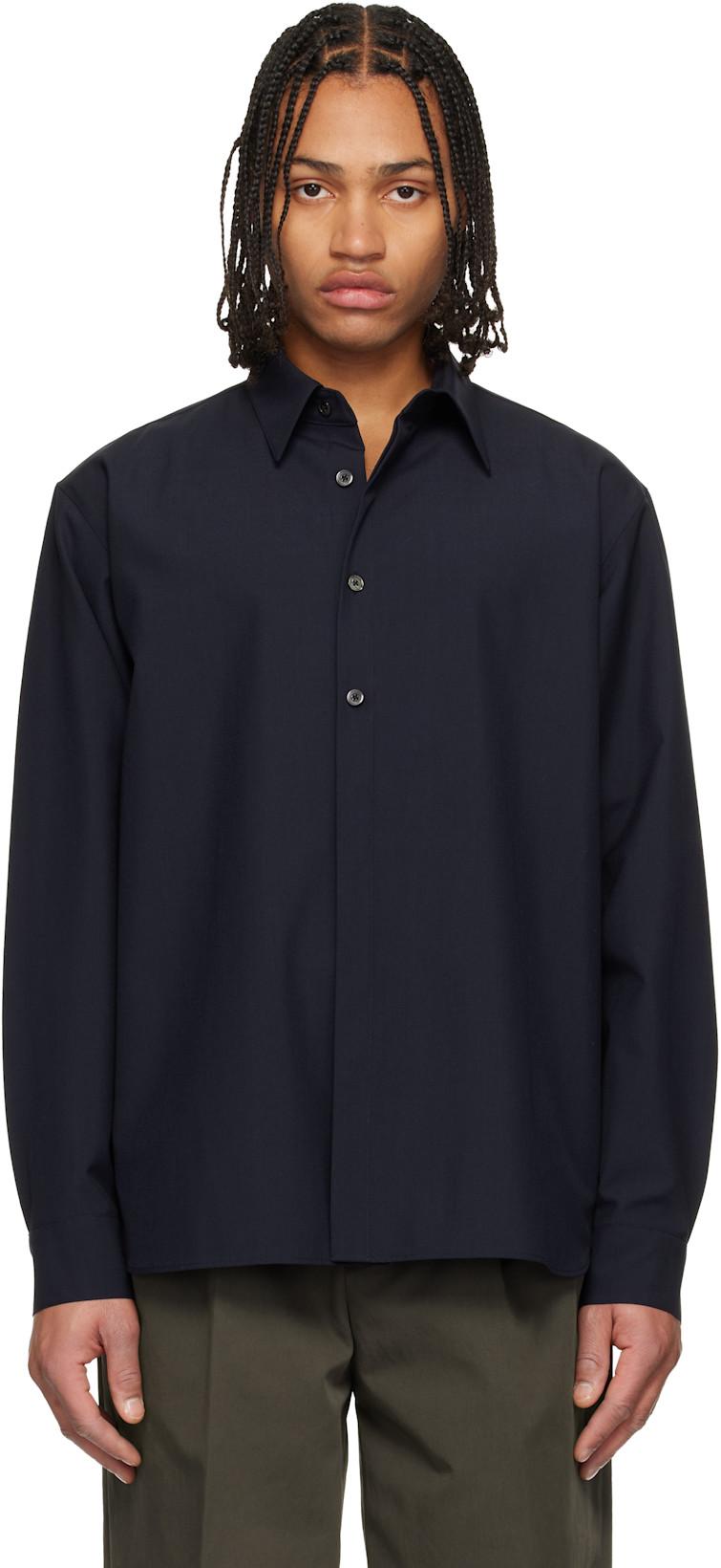 Navy Classic Wool-Blend Shirt by LE17SEPTEMBRE