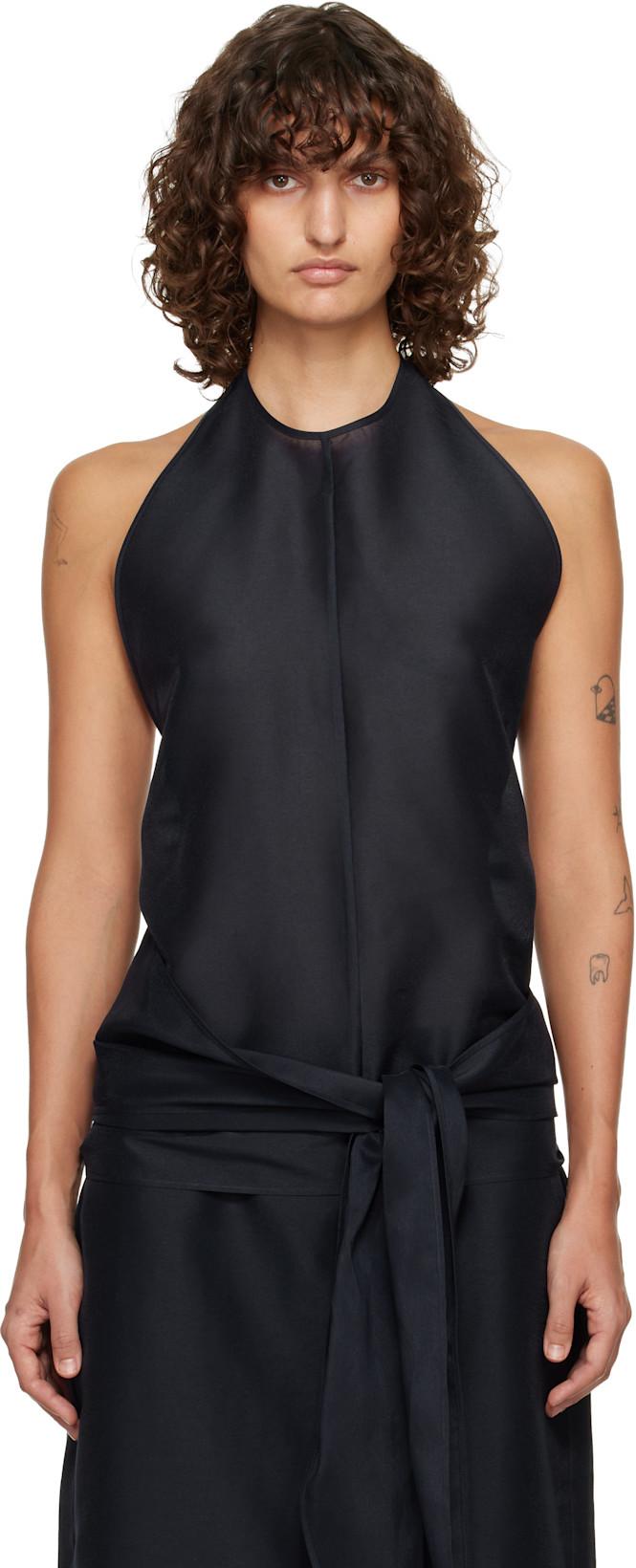 Navy Fluid Halterneck Top by LE17SEPTEMBRE