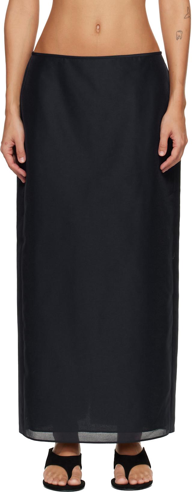 Navy Sheer Structured Midi Skirt by LE17SEPTEMBRE