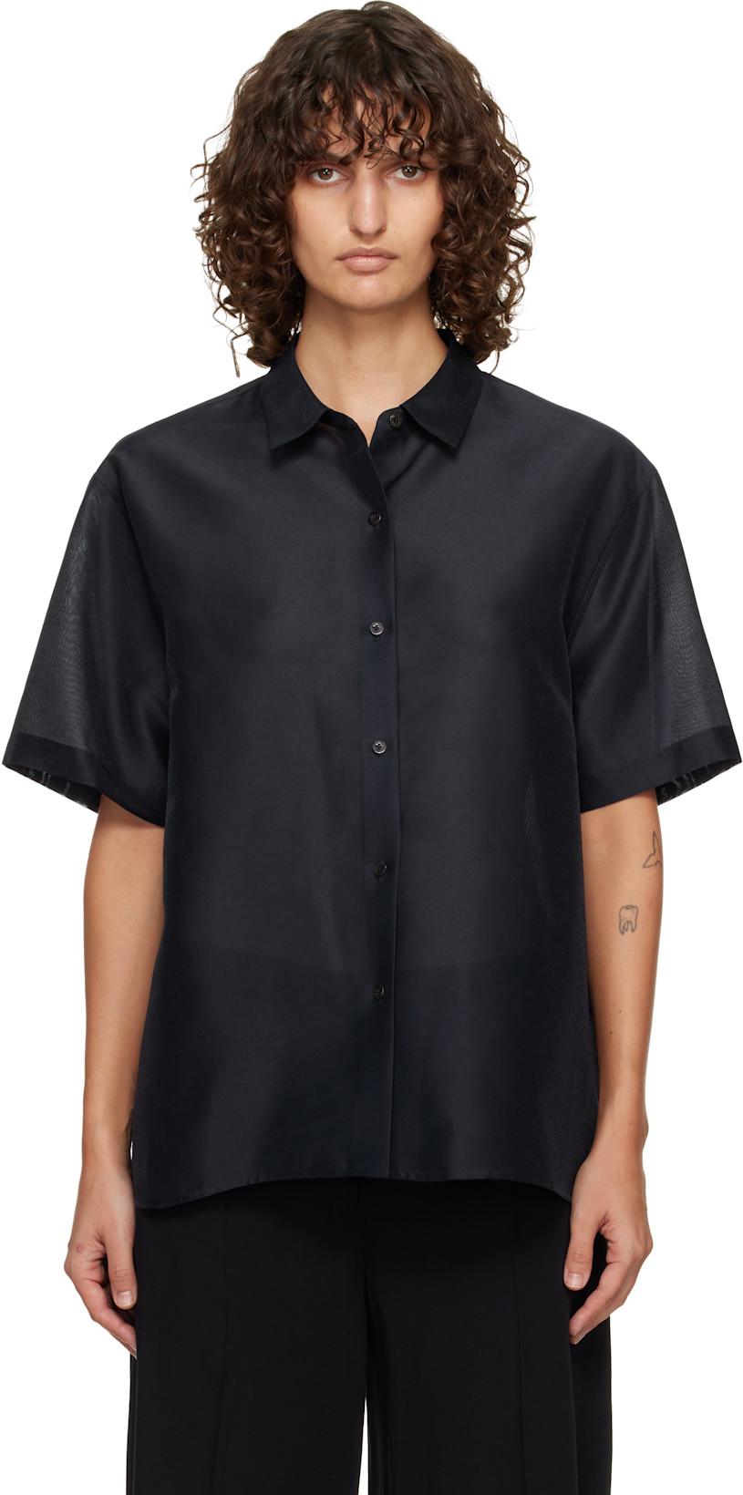 Navy Sheer Structured Shirt by LE17SEPTEMBRE