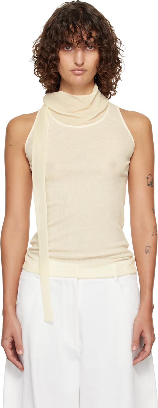 Off-White Scarf Sleeveless Jersey Top by LE17SEPTEMBRE