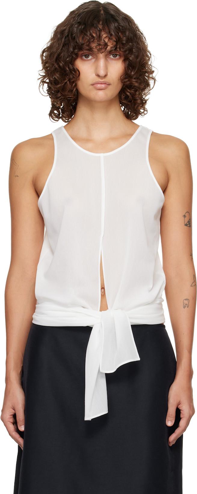 White Self-Tie Sleeveless Tank Top by LE17SEPTEMBRE