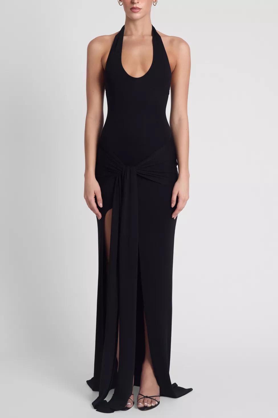 LEAU Heaven Halter Jersey Knot Maxi Dress by LEAU