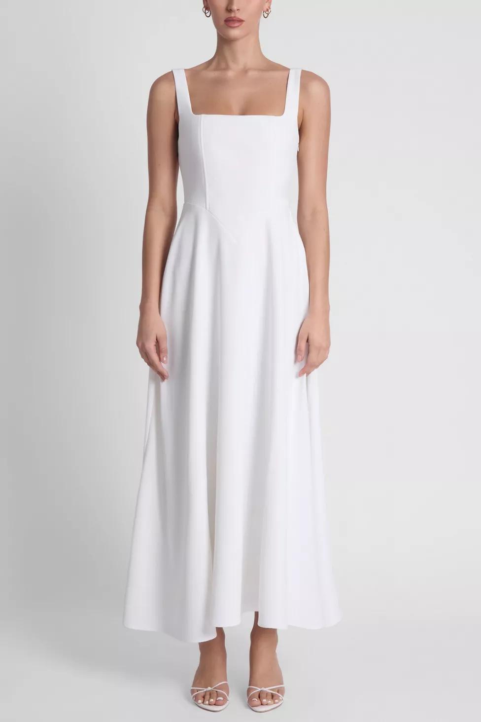 LEAU Serenity Square Neck Corset Midi Dress by LEAU
