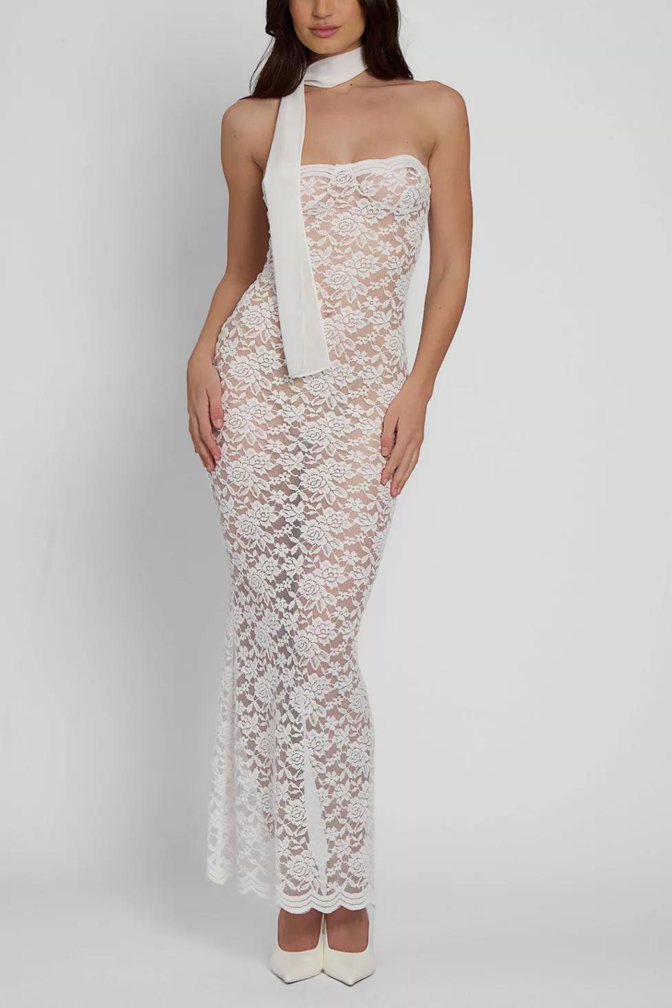 LEAU Soleil Scalloped Lace Midi Dress by LEAU