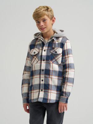 Boy's Flannel Sherpa Shacket with Fleece Lined Hood | Boy's Boys | Lee® by LEE JEANS