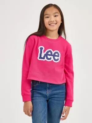 Girl's Crop Logo Crewneck in Magenta by LEE JEANS