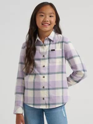 Girl's One Pocket Plaid Flannel Shirt in Orchid Petal by LEE JEANS
