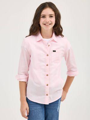 Girl's Plaid Button Down Shirt in Almond Blossom by LEE JEANS