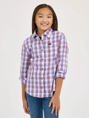 Girl's Plaid Button Down Shirt in Lavender by LEE JEANS