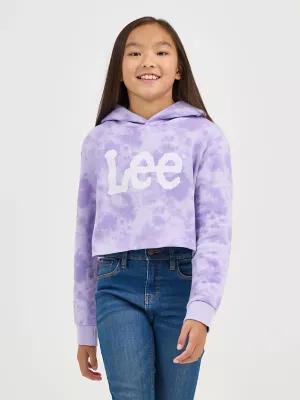 Girl's Tie Dye Crop Logo Hoodie in Lavender by LEE JEANS