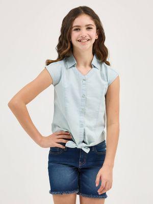 Girl's Tie Front Chambray Shirt in Chambray by LEE JEANS