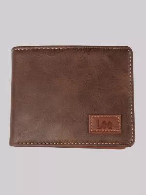 Mens Embossed Logo Patch Tumbled Bifold Wallet:Brown:One Size | Men's Luggage & Accessories | Lee® | Shipping to Canada by LEE JEANS