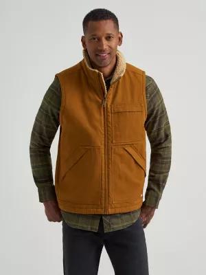 Men's Full Zip Sherpa Lined Canvas Vest | Men's Jackets & Outerwear | Lee® | Shipping to Canada by LEE JEANS