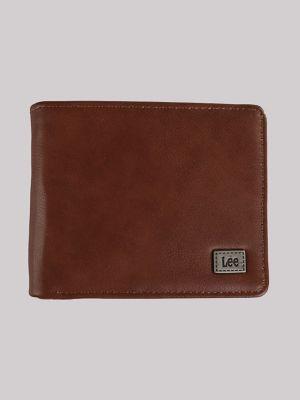 Mens Metal Logo Pebble Grain Bifold Wallet:Cognac:One Size | Men's Luggage & Accessories | Lee® | Shipping to Canada by LEE JEANS