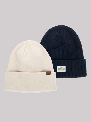 Rib Knit Logo Patch Beanie Set | Men's Luggage & Accessories | Lee® by LEE JEANS
