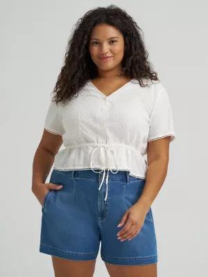 Women's Button Front Tie Top (Plus) | Women's Tops & Tees | Lee® | Shipping to Canada by LEE JEANS