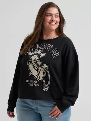 Women's Cowgirl Graphic Crew Neck Sweatshirt (Plus) | Women's Tops & Tees | Lee® by LEE JEANS