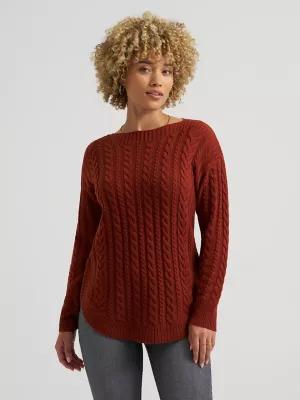 Women's Curved Hem Cable Knit Sweater | Women's Tops & Tees | Lee® by LEE JEANS