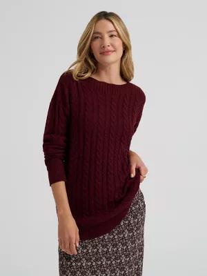Women's Curved Hem Cable Knit Sweater | Women's Tops & Tees | Lee® by LEE JEANS