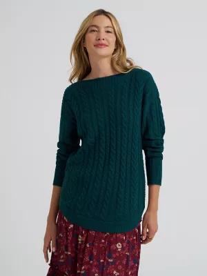 Women's Curved Hem Cable Knit Sweater | Women's Tops & Tees | Lee® by LEE JEANS