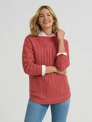 Women's Curved Hem Cable Knit Sweater | Women's Tops & Tees | Lee® | Shipping to Canada by LEE JEANS