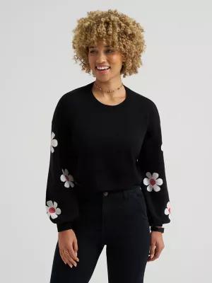 Women's Daisy Print Sleeve Crop Sweater | Women's Tops & Tees | Lee® | Shipping to Canada by LEE JEANS