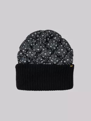 Womens Ditsy Floral Embroidered Beanie:Black:One Size by LEE JEANS