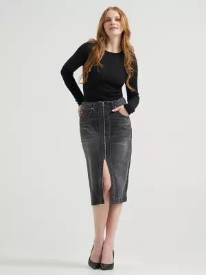 Women's High Rise Zip Front Denim Midi Skirt | Women's Skirts & Dresses | Lee® | Shipping to Canada by LEE JEANS