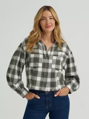 Women's Plaid Flannel Crop Shirt with Raw Hem | Women's Tops & Tees | Lee® | Shipping to Canada by LEE JEANS