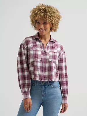 Women's Plaid Flannel Crop Shirt with Raw Hem | Women's Tops & Tees | Lee® | Shipping to Canada by LEE JEANS