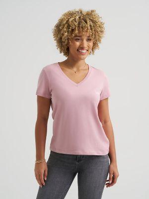 Women's Solid V-Neck Logo Tee | Women's Tops & Tees | Lee® | Shipping to Canada by LEE JEANS