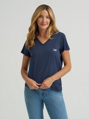Women's Solid V-Neck Logo Tee | Women's Tops & Tees | Lee® | Shipping to Canada by LEE JEANS