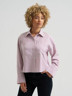 Women's Striped Crop Button Down Shirt | Women's Tops & Tees | Lee® by LEE JEANS