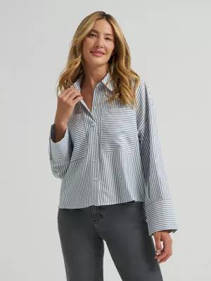Women's Striped Crop Button Down Shirt | Women's Tops & Tees | Lee® | Shipping to Canada by LEE JEANS