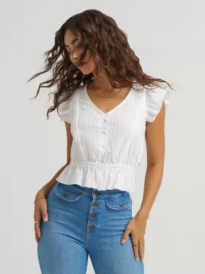 Women's V-Neck Flutter Sleeve Top | Women's Tops & Tees | Lee® by LEE JEANS