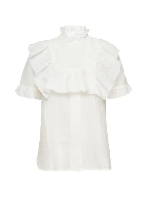 Martha ruffled seersucker blouse by LEE MATHEWS