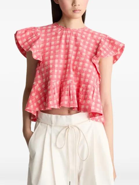 Nina ruffled check blouse by LEE MATHEWS