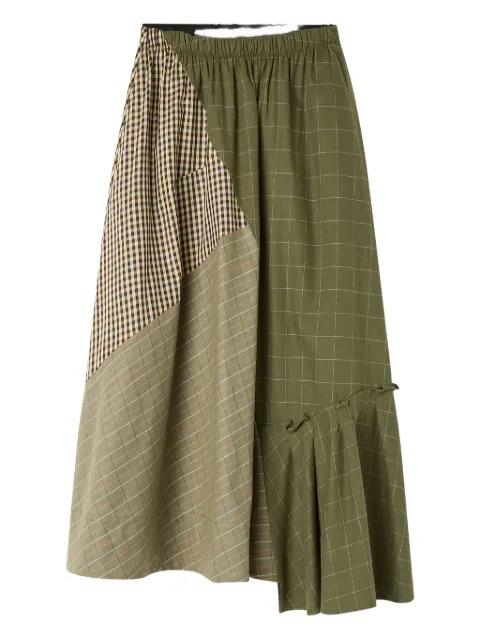 checked-pattern midi skirt by LEE MATHEWS