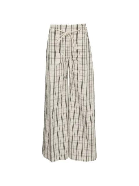 drawstring check trousers by LEE MATHEWS