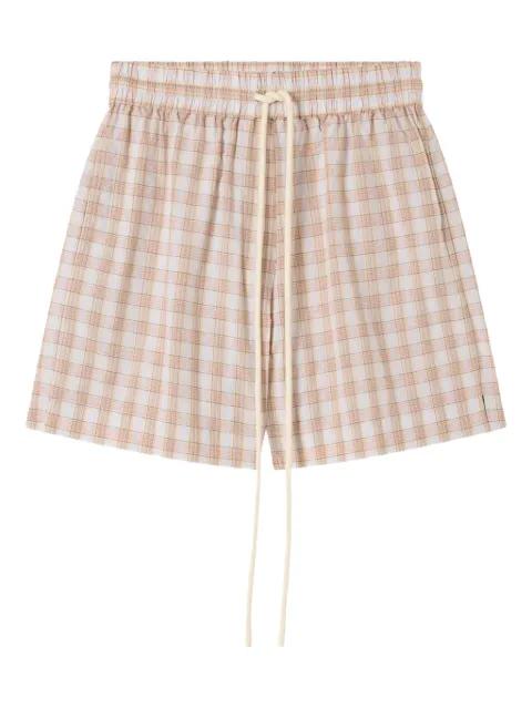 gingham drawstring short shorts by LEE MATHEWS