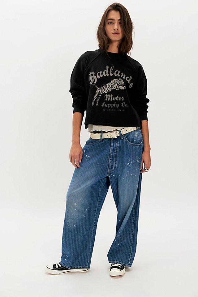 Lee Loose Button-Fly Striped Ankle Jeans by LEE | FREE PEOPLE
