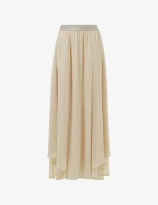 Asymmetric-Hem Woven Maxi Skirt by LEEM