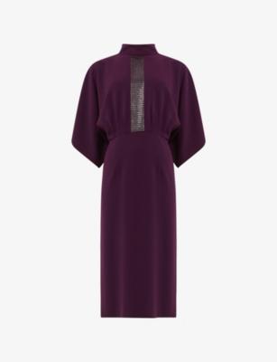 Baguette-Embellished Woven Midi Dress by LEEM