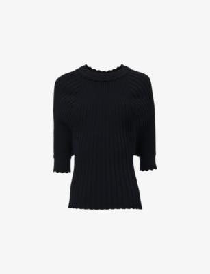 Batwing Ribbed Knitted Top by LEEM